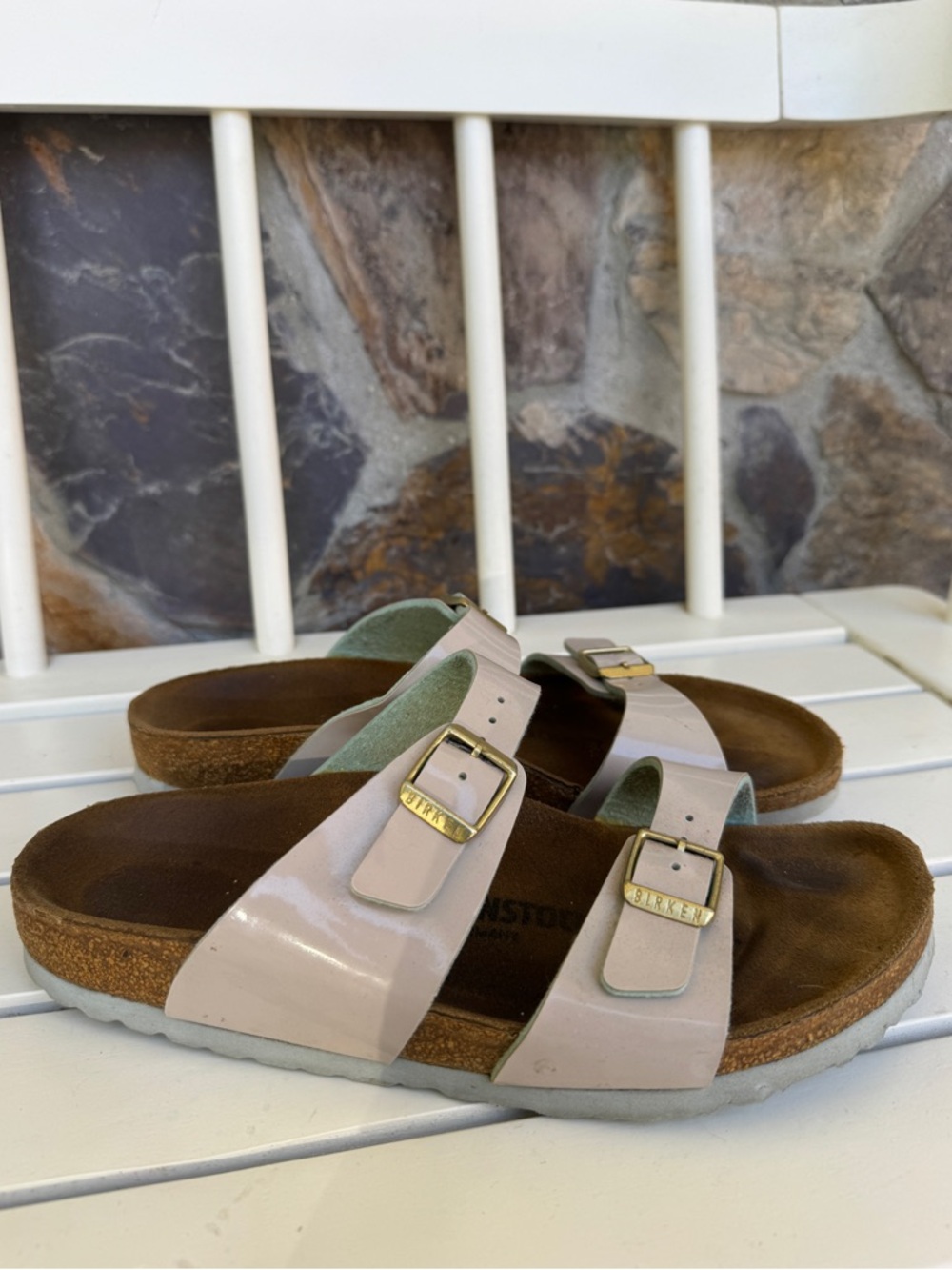 Birkenstock Two-Strap Patent Leather Sandals
